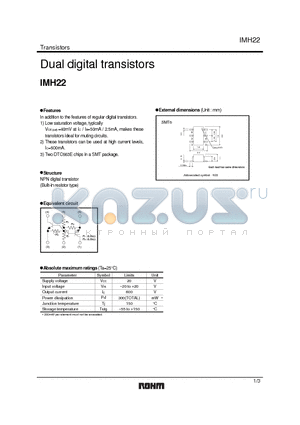IMH22 datasheet - Dual digital transistors