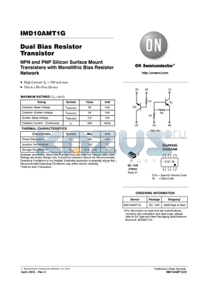 IMD10AMT1G datasheet - Dual Bias Resistor Transistor