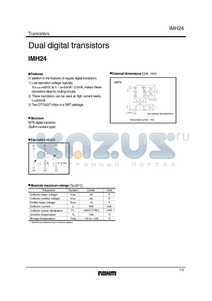 IMH24 datasheet - Dual digital transistors