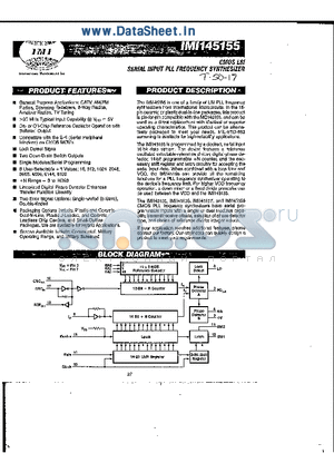 IMI145155020QB datasheet - CMOS LSI SERIAL INPUT PLL FREQUENCY SYTHESIZER