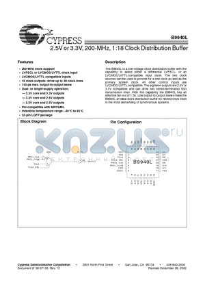 IMIB9940LBL datasheet - 2.5V or 3.3V, 200-MHz, 1:18 Clock Distribution Buffer