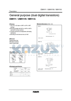 IMH11A datasheet - General purpose (dual digital transistors)