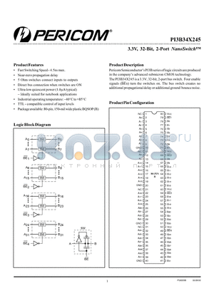 PI3B34X245 datasheet - 3.3V, 32-Bit, 2-Port NanoSwitch