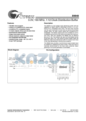 IMIB9948CAT datasheet - 3.3V, 160-MHz, 1:12 Clock Distribution Buffer