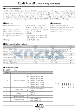 ELM9709CAB-S datasheet - CMOS Voltage detector