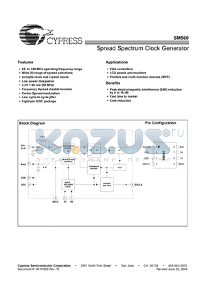 IMISM560BZ datasheet - Spread Spectrum Clock Generator
