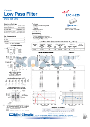 LFCN-225 datasheet - Low Pass Filter