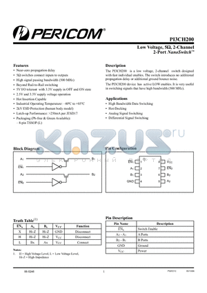 PI3CH200 datasheet - Low Voltage, 5Y, 2-Channel 2-Port NanoSwitch