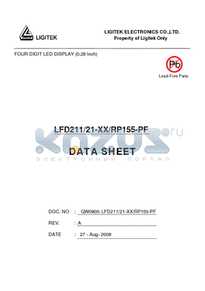 LFD211-21-XX-RP155-PF datasheet - FOUR DIGIT LED DISPLAY (0.28 Inch)