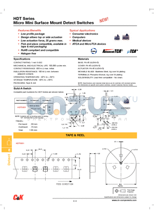 HDT0204 datasheet - Micro Mini Surface Mount Detect Switches