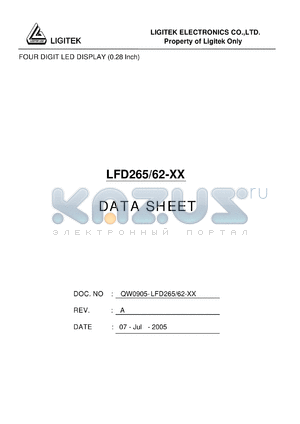 LFD265-62-XX datasheet - FOUR DIGIT LED DISPLAY (0.28 Inch)