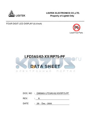 LFD3A5-62-XX-RP75-PF datasheet - FOUR DIGIT LED DISPLAY (0.3 Inch)