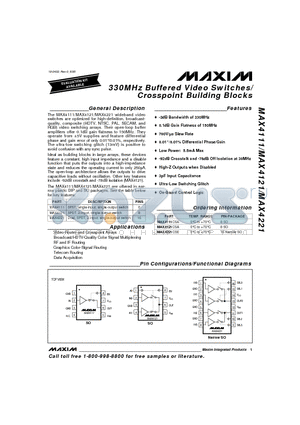 MAX4111CSA datasheet - 330MHz Buffered Video Switches/ Crosspoint Building Blocks