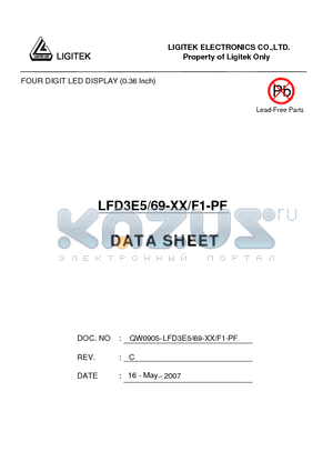 LFD3E5-69-XX-F1-PF datasheet - FOUR DIGIT LED DISPLAY (0.36 Inch)