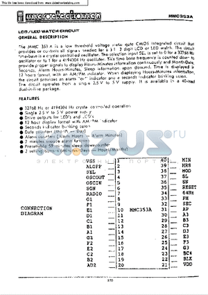 MMC353A datasheet - LCD/LED WATCH CIRCUIT GENERAL DESCRIPTION