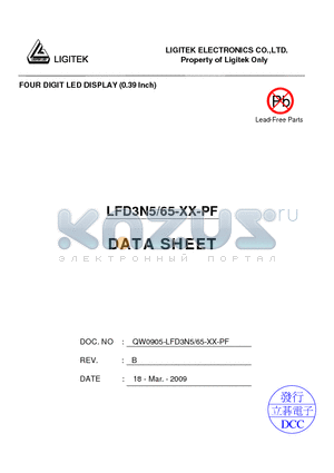 LFD3N5-65-XX-PF datasheet - FOUR DIGIT LED DISPLAY (0.39 lnch)