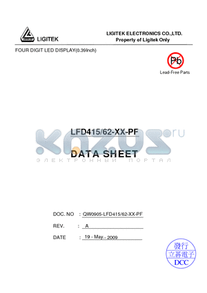 LFD415-62-XX-PF datasheet - FOUR DIGIT LED DISPLAY(0.39Inch)