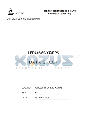 LFD415-62-XX-RP5 datasheet - FOUR DIGIT LED DISPLAY(0.39Inch)