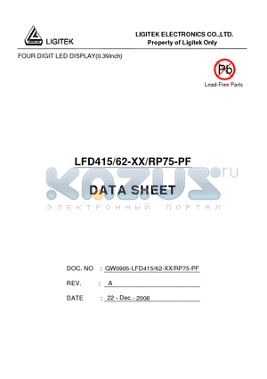 LFD415-62-XX-RP75-PF datasheet - FOUR DIGIT LED DISPLAY(0.39Inch)