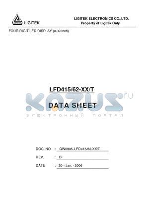 LFD415-62-XX-T datasheet - FOUR DIGIT LED DISPLAY (0.39 Inch)
