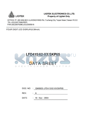 LFD415-62-XX-SKP65 datasheet - FOUR DIGIT LED DISPLAY(0.39Inch)