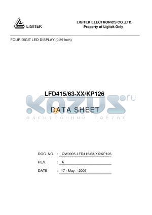 LFD415-63-XX-KP126 datasheet - FOUR DIGIT LED DISPLAY (0.39 Inch)