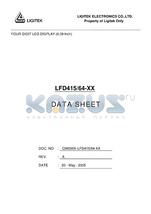 LFD415-64-XX datasheet - FOUR DIGIT LED DISPLAY (0.39 Inch)