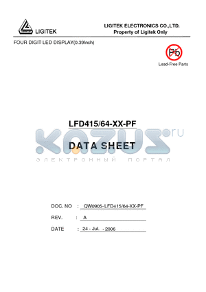 LFD415-64-XX-PF datasheet - FOUR DIGIT LED DISPLAY(0.39Inch)