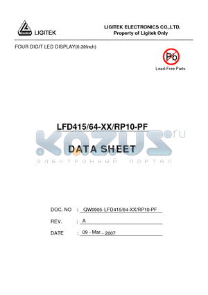 LFD415-64-XX-RP10-PF datasheet - FOUR DIGIT LED DISPLAY(0.39Inch)