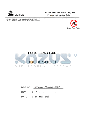 LFD435-69-XX-PF datasheet - FOUR DIGIT LED DISPLAY (0.39 Inch)