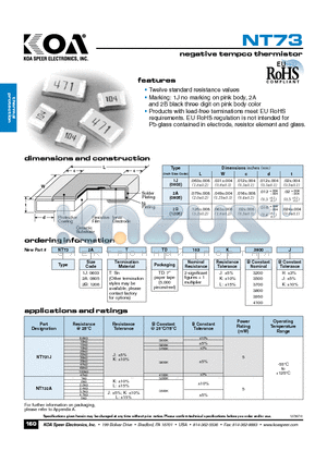 NT732ATTD103K3800J datasheet - negative tempco thermistor