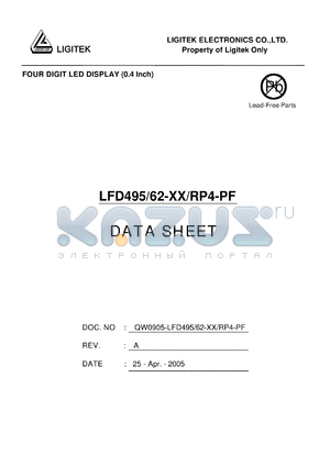 LFD495-62-XX-RP4-PF datasheet - FOUR DIGIT LED DISPLAY (0.4 lnch)
