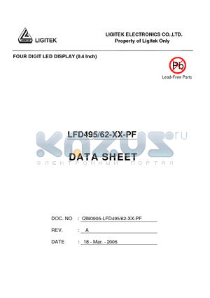 LFD495-62-XX-PF datasheet - FOUR DIGIT LED DISPLAY (0.4 lnch)