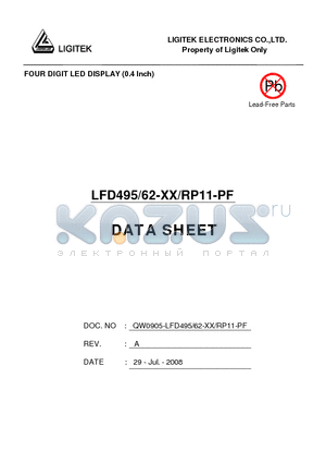 LFD495-62-XX-RP11-PF datasheet - FOUR DIGIT LED DISPLAY (0.4 lnch)