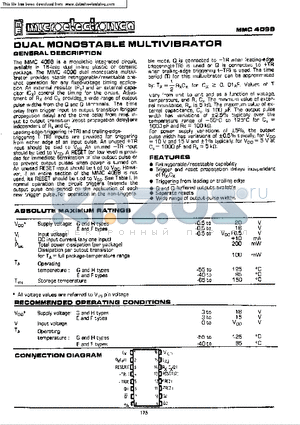 MMC4098 datasheet - Dual Monostable multivibrator