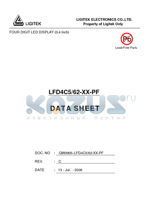 LFD4C5-62-XX-PF datasheet - FOUR DIGIT LED DISPLAY (0.4 Inch)