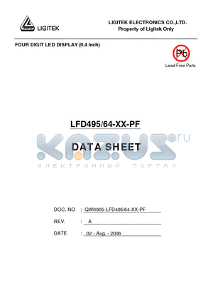 LFD495-64-XX-PF datasheet - FOUR DIGIT LED DISPLAY (0.4 lnch)