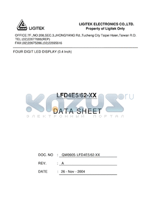 LFD4E5-62-XX datasheet - FOUR DIGIT LED DISPLAY (0.4 Inch)