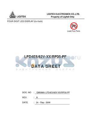 LFD4E5-62V-XX-RP35-PF datasheet - FOUR DIGIT LED DISPLAY (0.4 Inch)