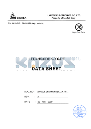 LFD4E5-65-XX-PF datasheet - FOUR DIGIT LED DISPLAY (0.4 Inch)