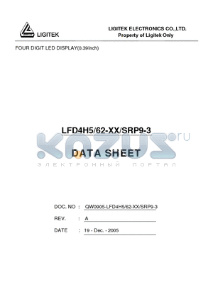 LFD4H5-62-XX-SRP9-3 datasheet - FOUR DIGIT LED DISPLAY(0.39Inch)