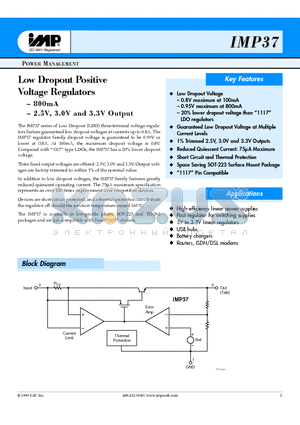 IMP37-30JST datasheet - Low Dropout Positiv Voltage Regulators