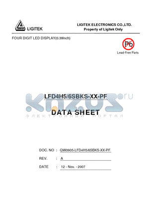 LFD4H5-6SBKS-XX-PF datasheet - FOUR DIGIT LED DISPLAY(0.39Inch)