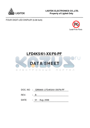 LFD4K5-61-XX-F6-PF datasheet - FOUR DIGIT LED DISPLAY (0.39 Inch)