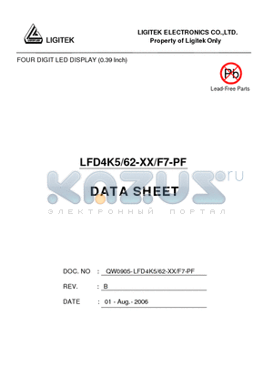 LFD4K5-62-XX-F7-PF datasheet - FOUR DIGIT LED DISPLAY (0.39 Inch)