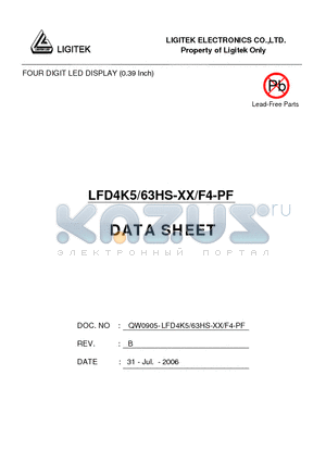 LFD4K5-63HS-XX-F4-PF datasheet - FOUR DIGIT LED DISPLAY (0.39 Inch)