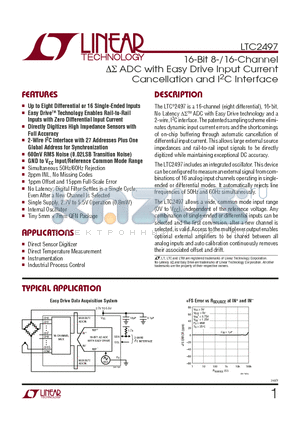 LTC2497 datasheet - 16-Bit 8-/16-Channel DS ADC with Easy Drive Input Current Cancellation and I2C Interface