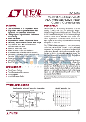 LTC2498IUHF-PBF datasheet - 24-Bit 8-/16-Channel DS ADC with Easy Drive Input Current Cancellation