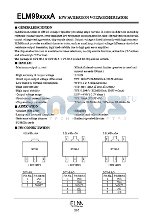 ELM9927LA datasheet - LOW SATURATION VOLTAGE REGULATOR