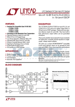 LTC2604IGN datasheet - Quad 16-Bit Rail-to-Rail DACs in 16-Lead SSOP